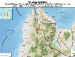 Gempa Magnitudo 4,6 Guncang Kabupaten Sigi, Kedalaman 5 kilometer